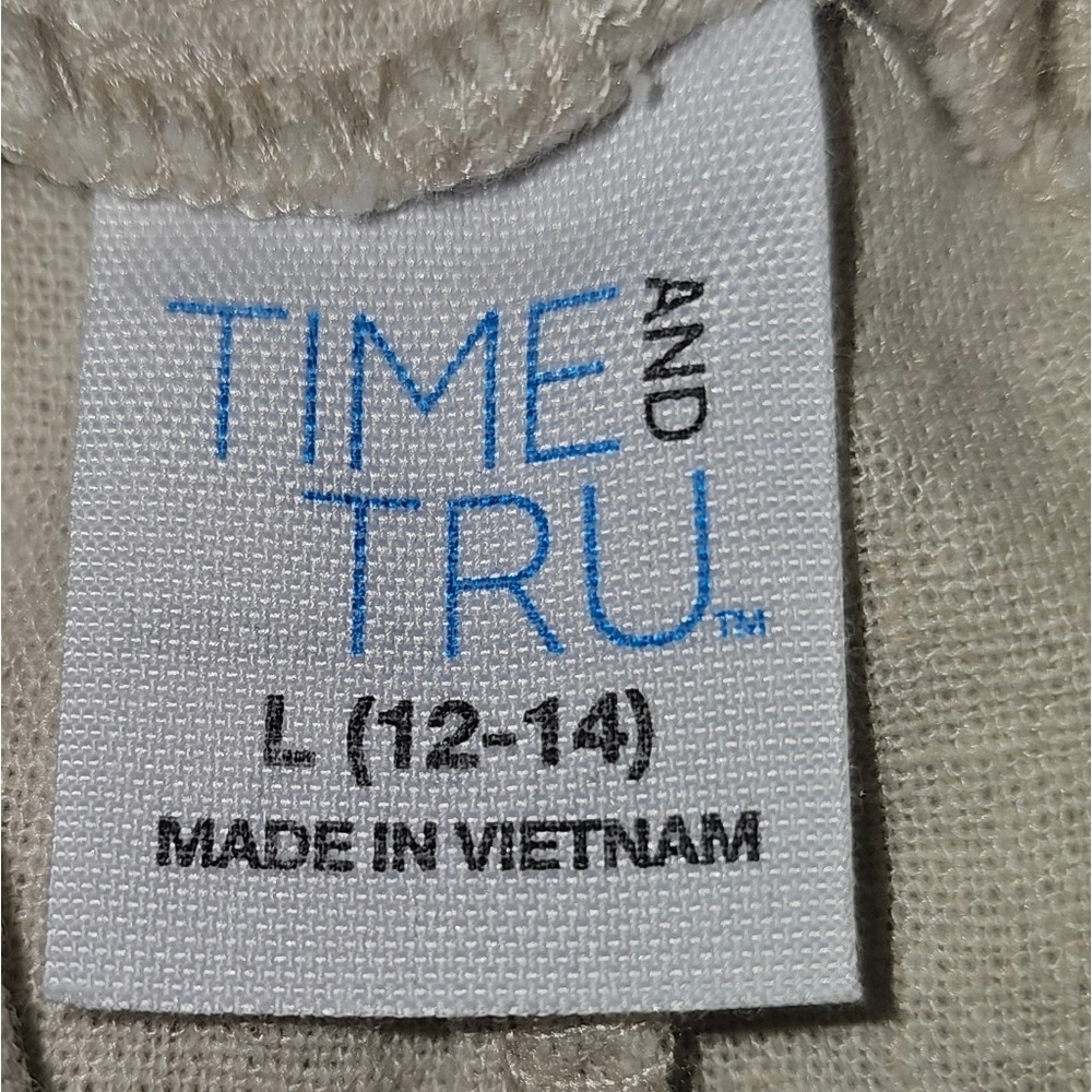 Linen Wide Leg Cargo Pants by Time & True Elastic and Drawstring Oatmeal Color L - Picture 8 of 10